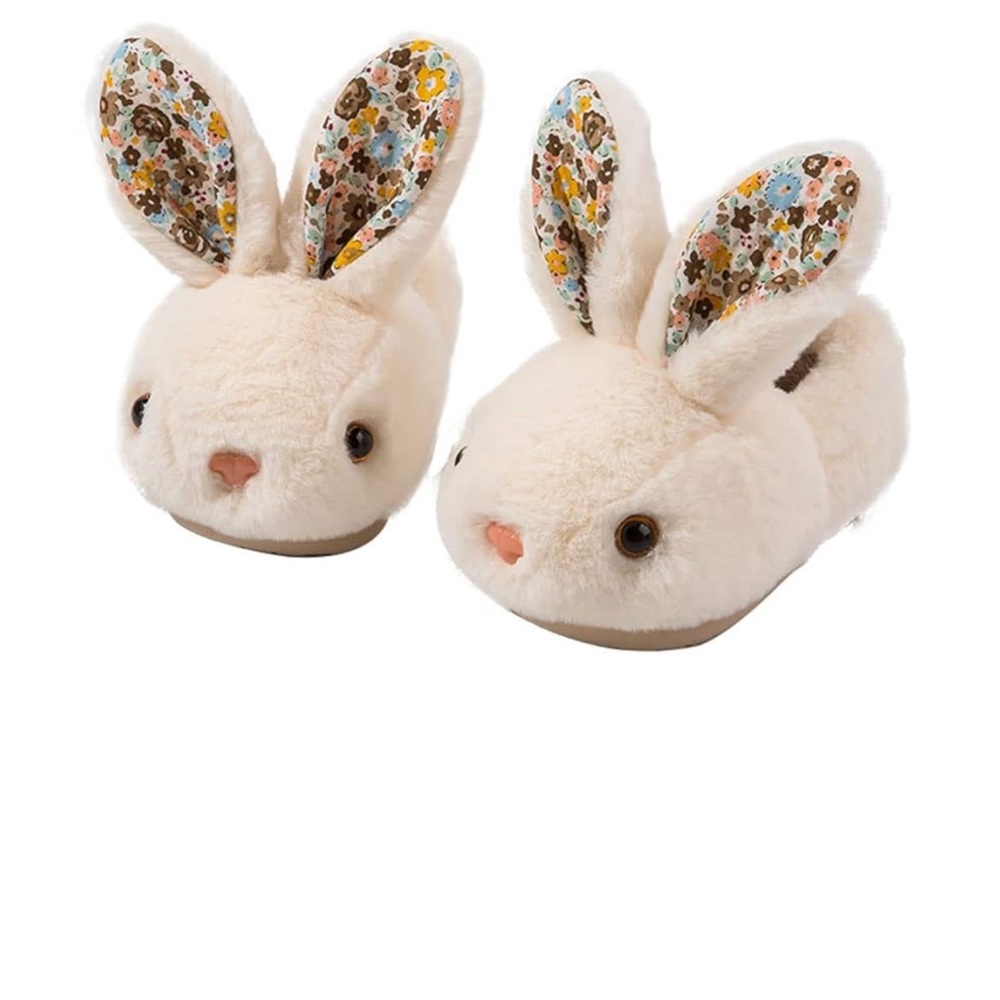 White soft bunny slippers toddlers size 10.5-11